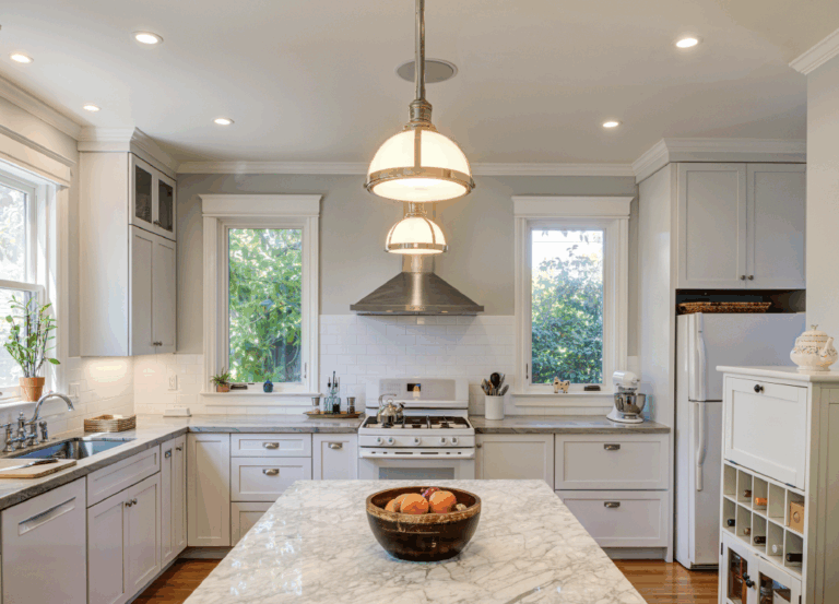 Renovated kitchen emphasizing open layout, upgraded fixtures, energy-efficient windows, and high-quality surfaces for added value.