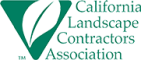 California Landscape Contractors Association logo with a triangle and leaf, representing expertise in landscape improvement and property value.